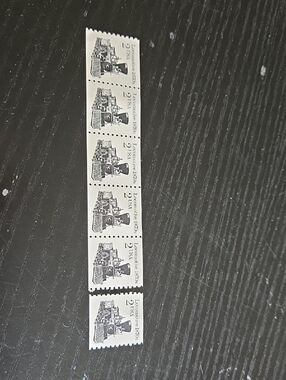 Vintage 2¢ Locomotive Train Stamp Strip - Black on White